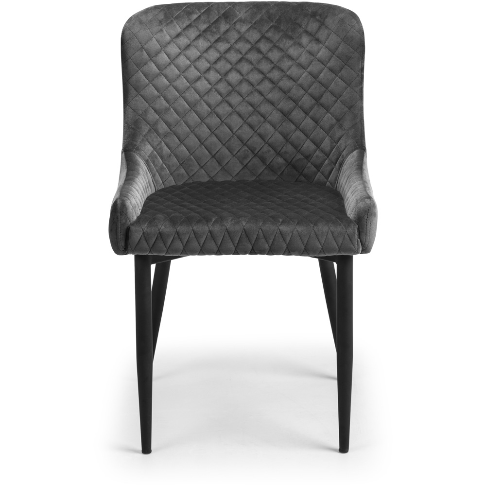 Julian Bowen Luxe Set of 2 Grey Velvet Dining Chair Image 4