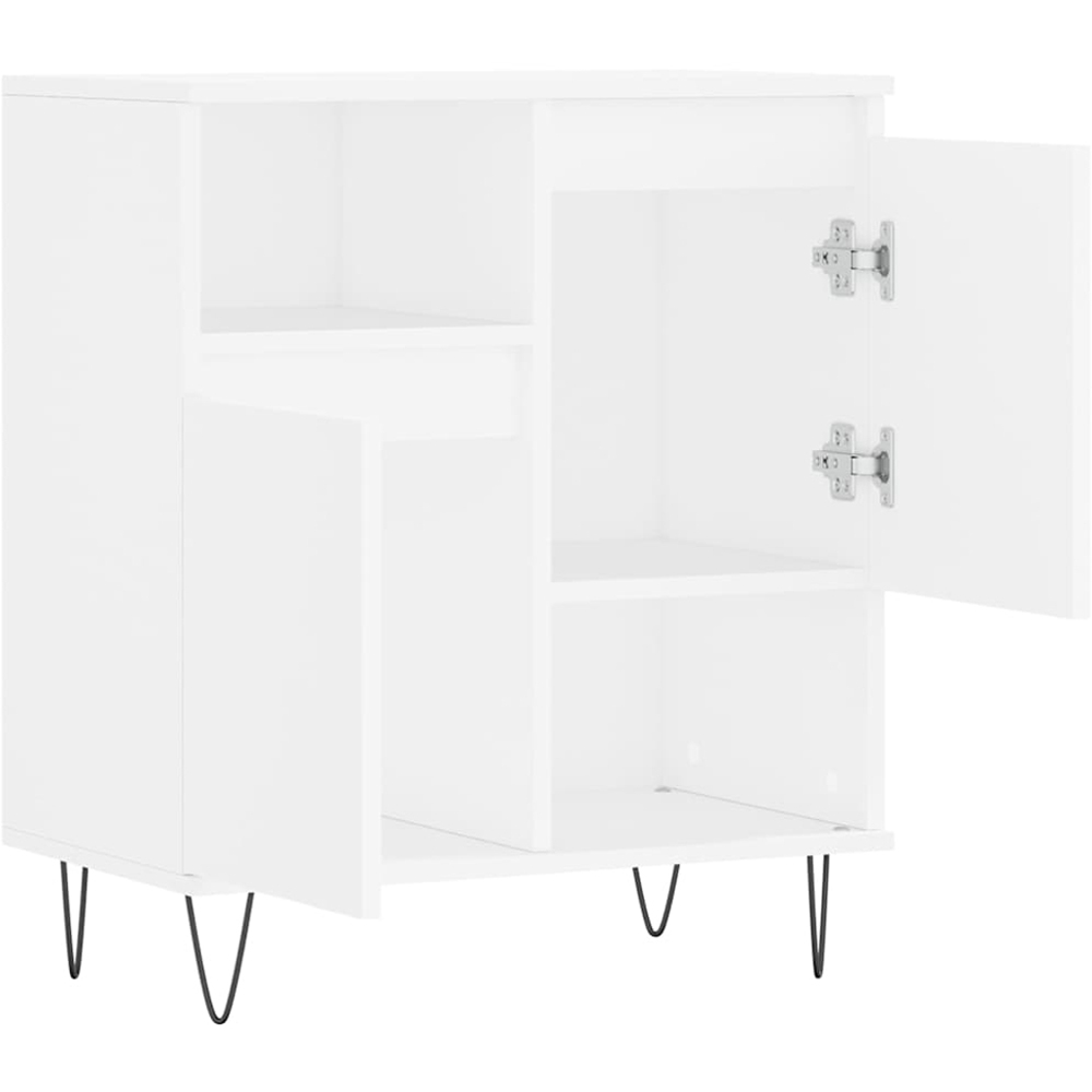 vidaXL 2 Door 2 Shelf White Sideboard with Metal Legs Image 6