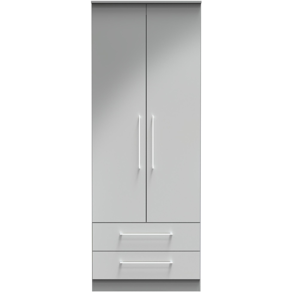 Crowndale Worcester 2 Door 2 Drawer Uniform Grey and Dusk Grey Wardrobe Ready Assembled Image 3