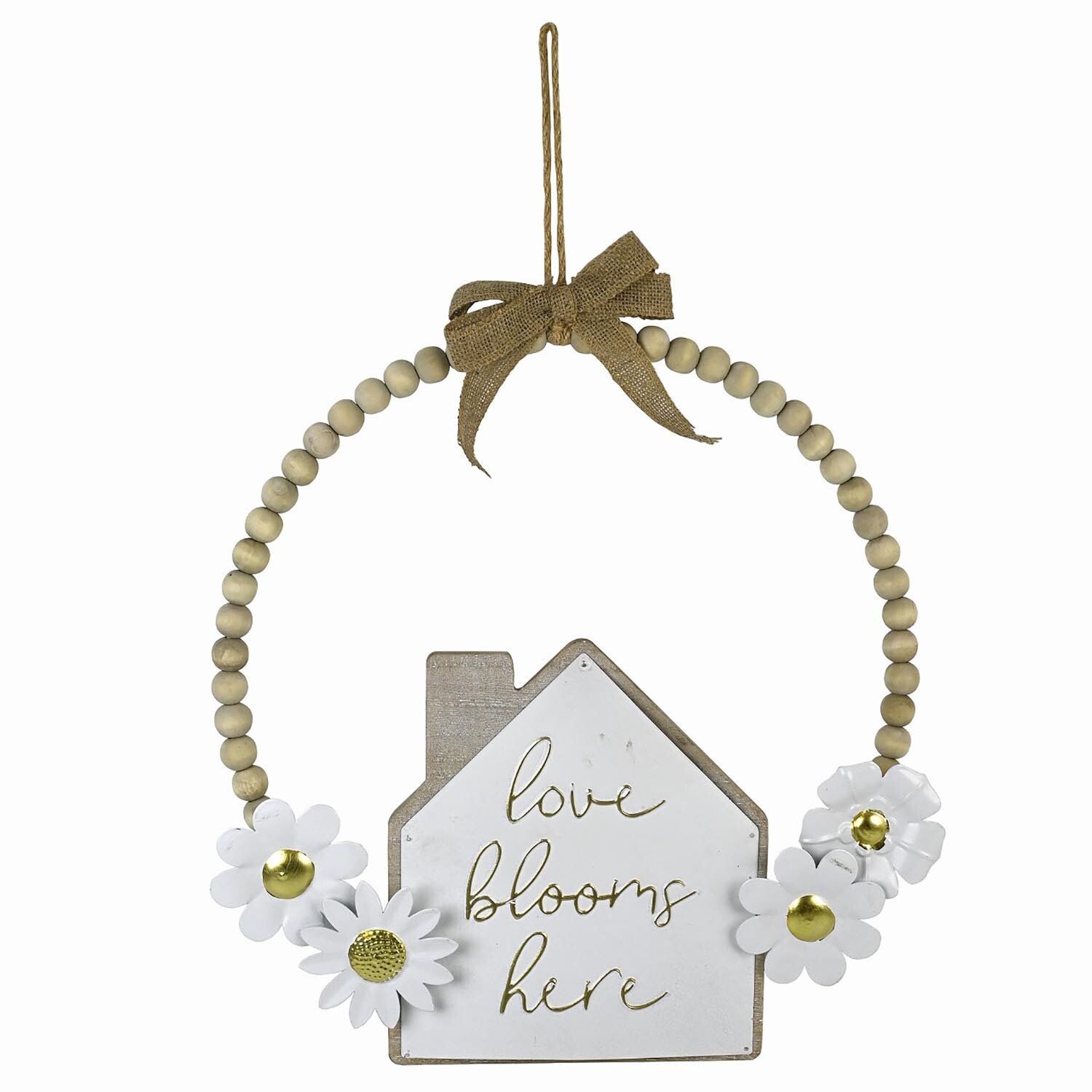 Love Blooms Here Beaded Sign - White Image 1
