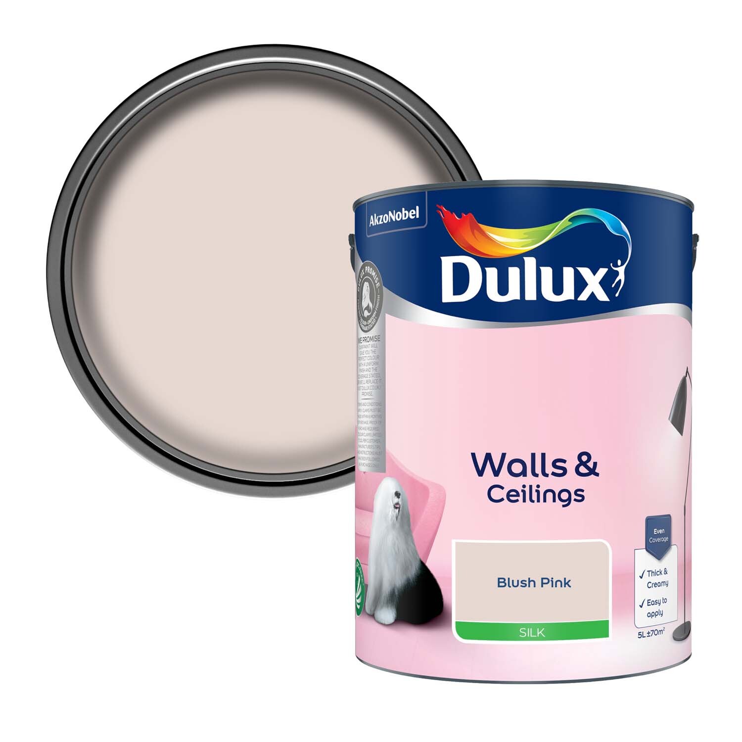 Dulux Walls and Ceilings Silk Emulsion Paint - Blush Pink Image 1