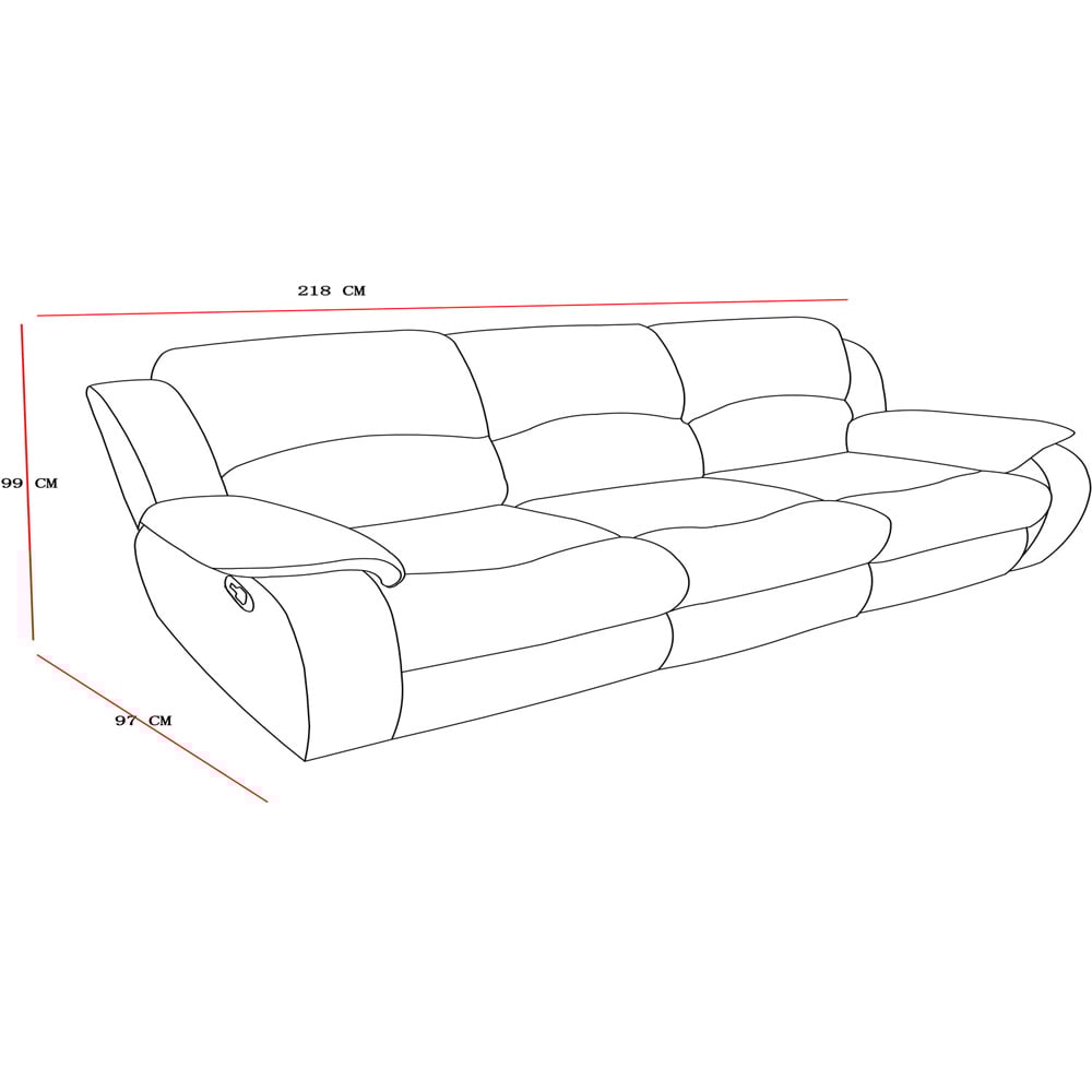 New Charleston 3 Seater Grey Manual Recliner Sofa Image 5