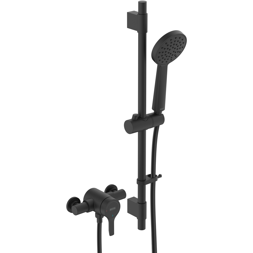Bristan Onza Matt Black Thermostatic Exposed Shower Valve with Single-Function Handset Image 1