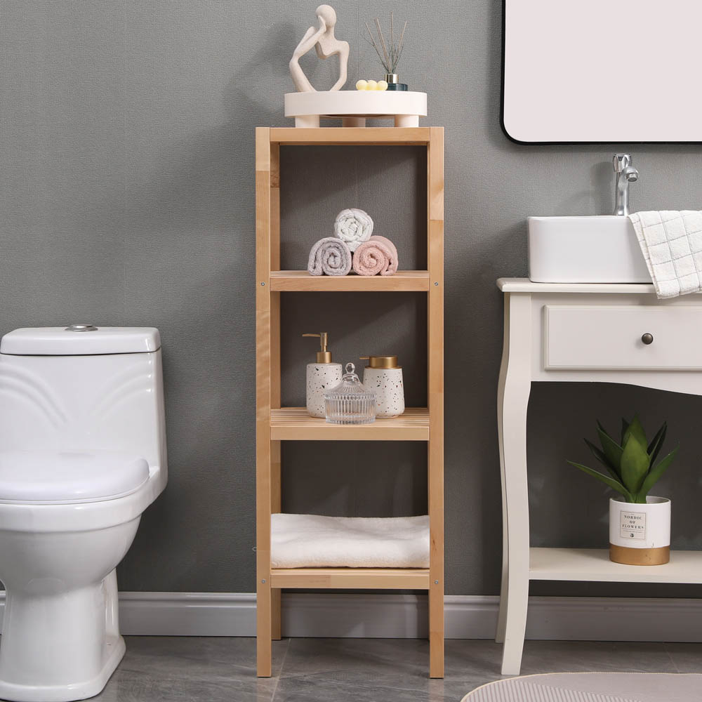 FurnitureHMD 3 Shelf Natural Birch Wood Bookcase Image 7