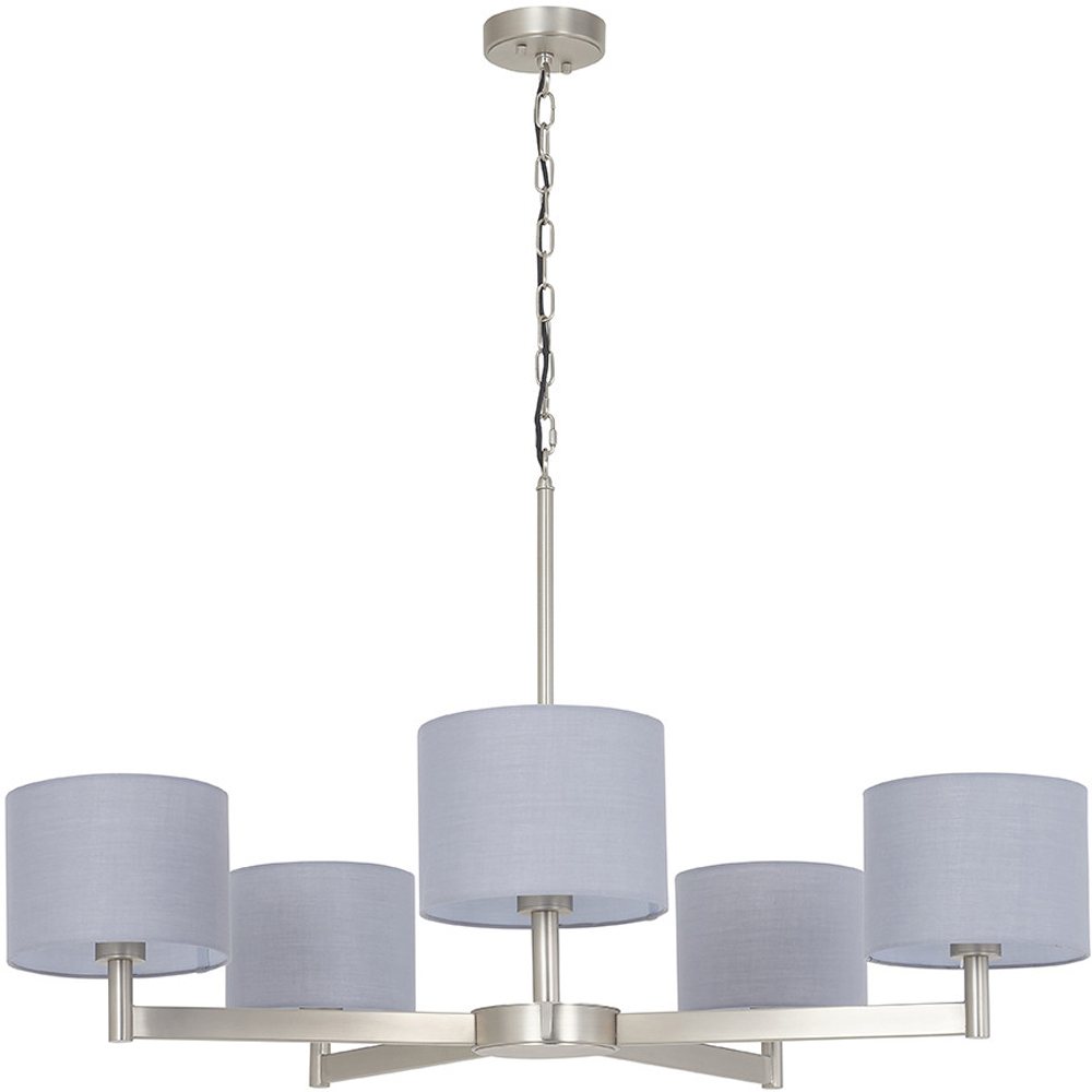 Merano Cortino Grey and Matt Nickel 5 Light Ceiling Pendant Light Image 1