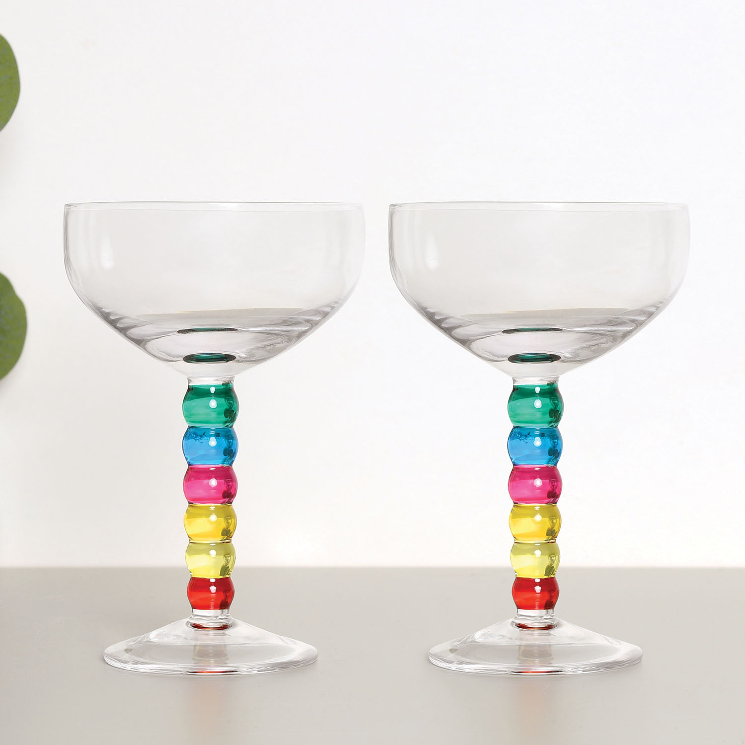 Pack of 2 Multicolour Bobble Coupe Glasses - Multicolour Image 3