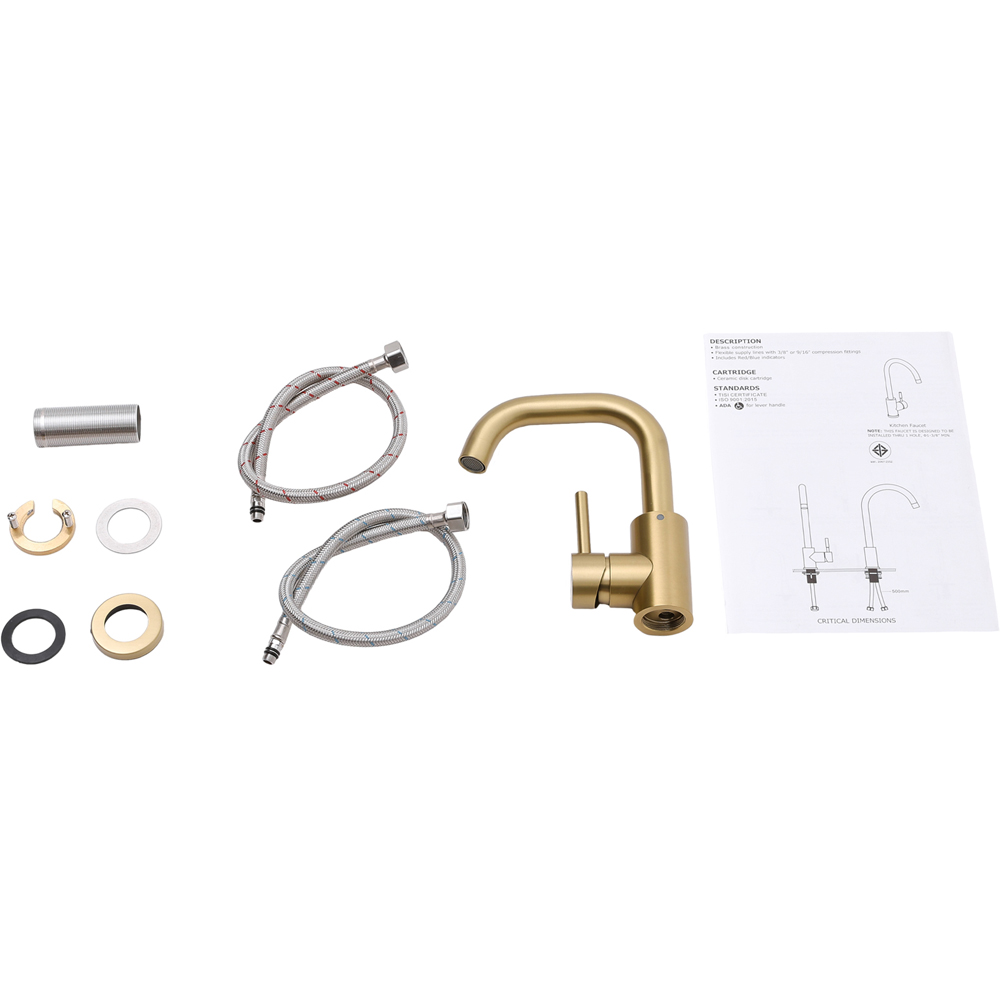 Living and Home Gold Arc Single Handle Faucet with Swivel Spout Image 8