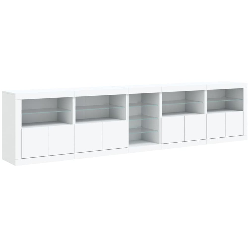 vidaXL 8 Door 12 Shelf White LED Sideboard 5 Piece Image 4