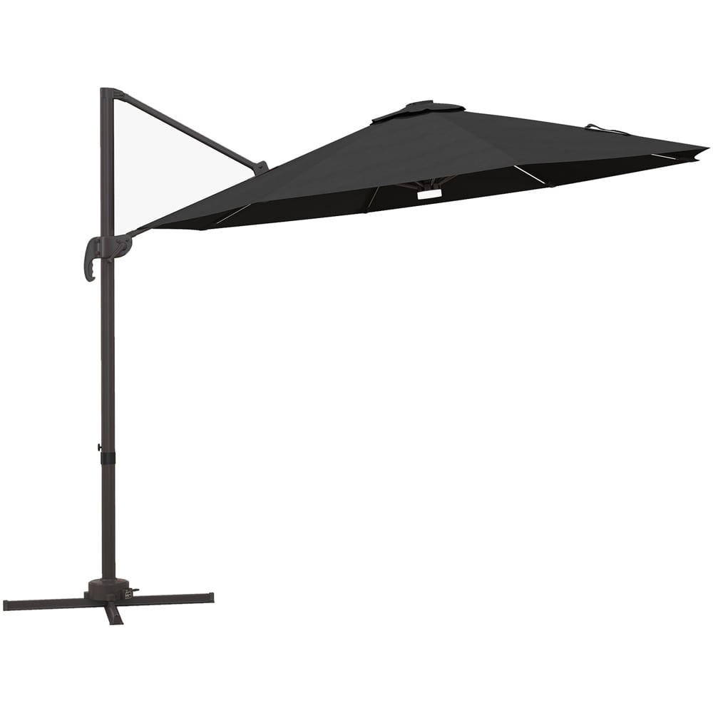 Outsunny Dark Grey Solar LED Cantilever Parasol 3m Image 1