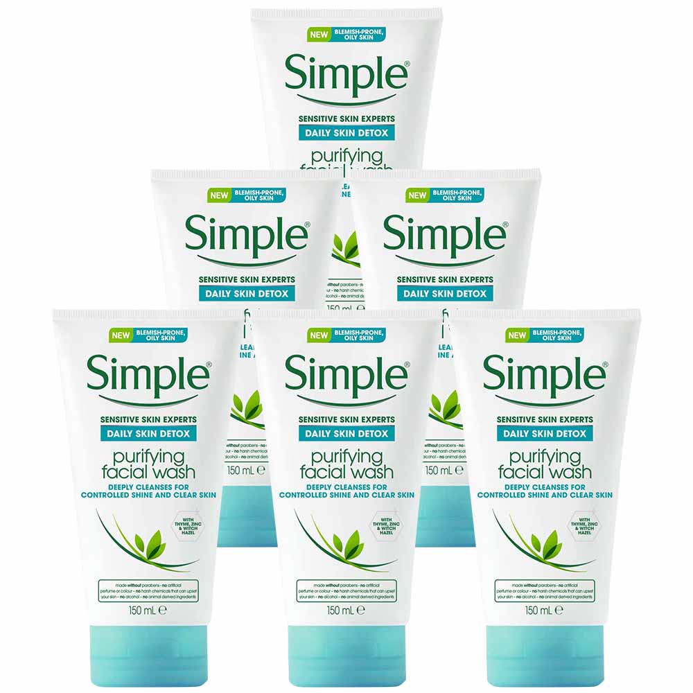 Simple Daily Detox Purifying Face Wash Case of 6 x 150ml Image 1