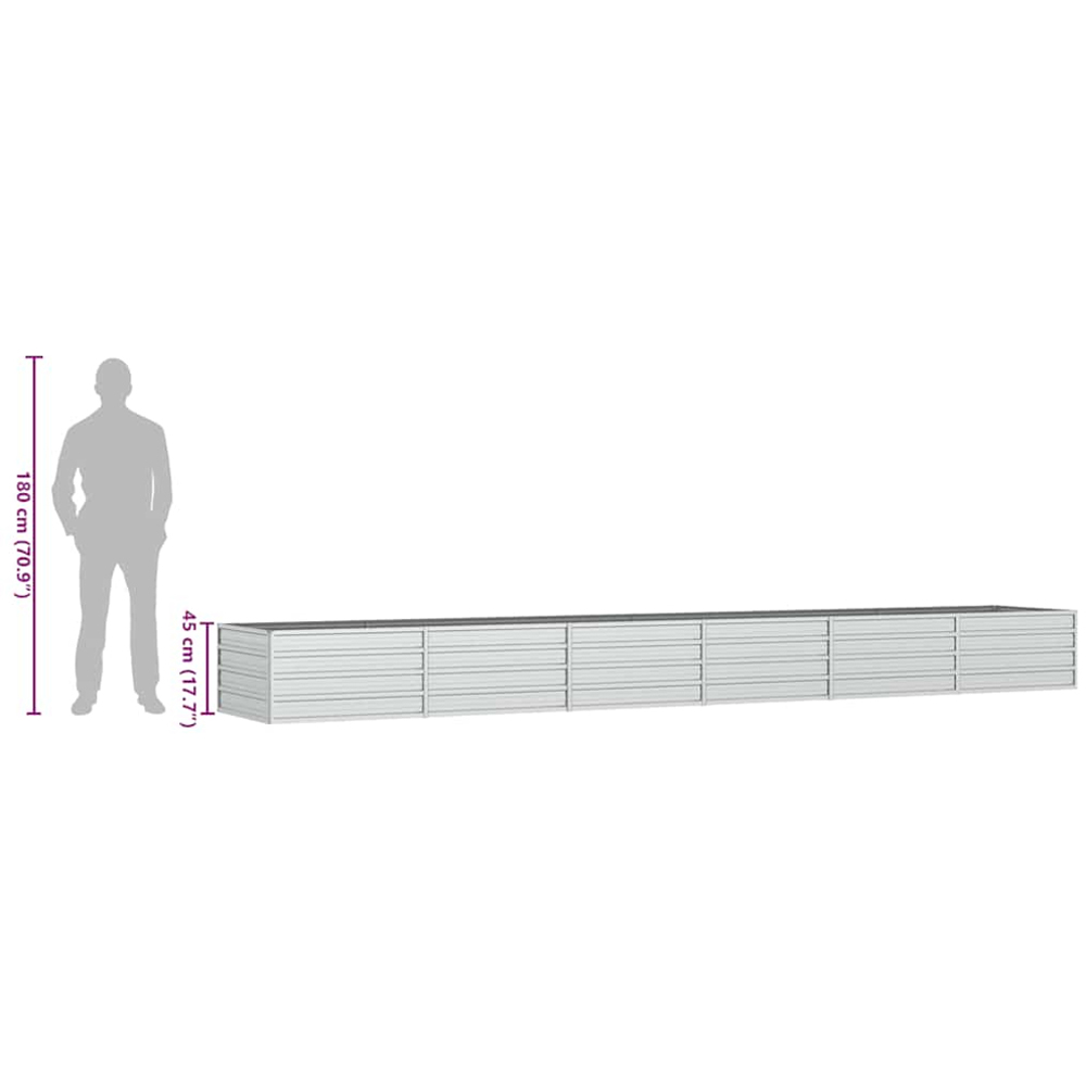 vidaXL Silver Galvanised Steel Raised Garden Bed 480 x 80 x 45cm Image 7