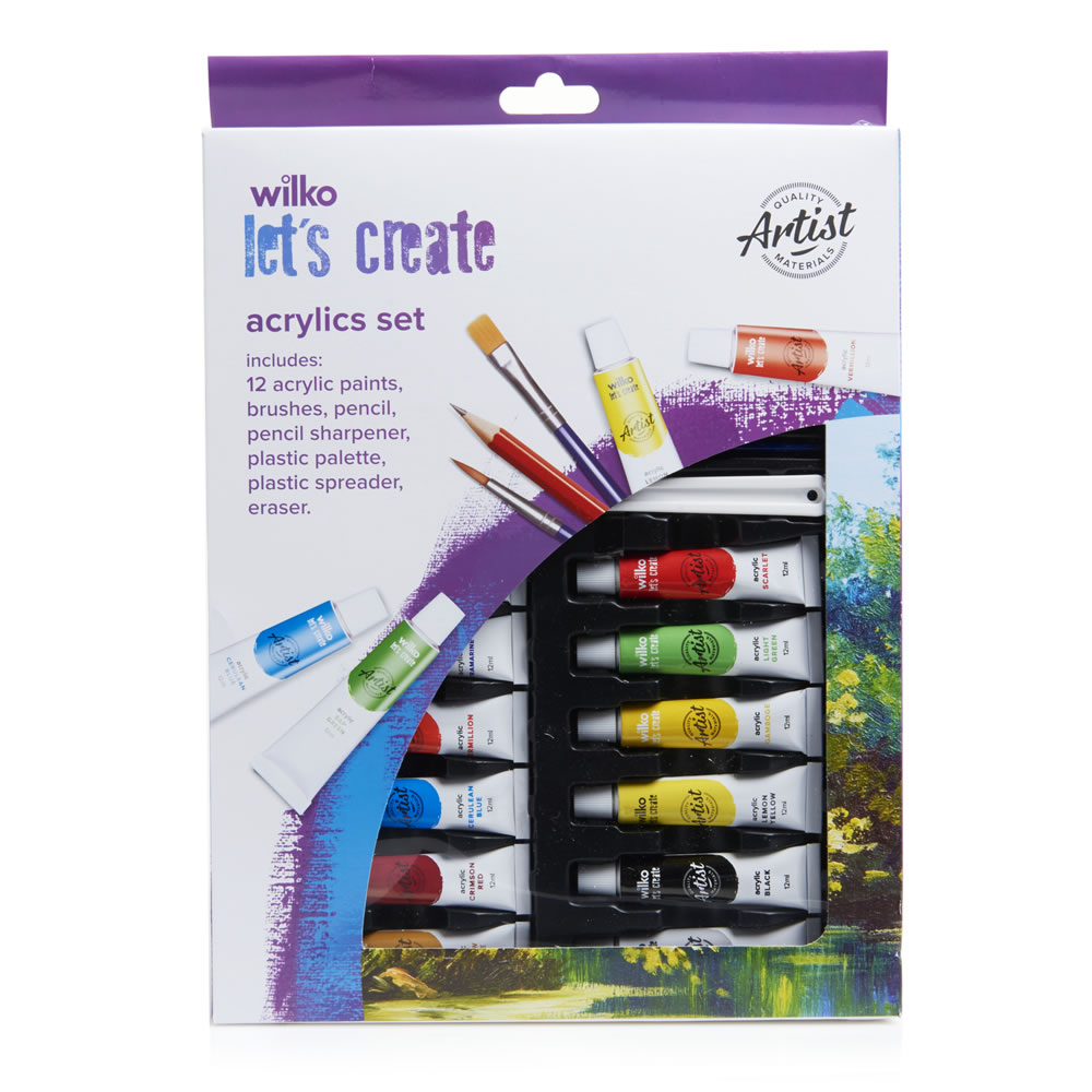 Wilko Let's Create Acrylics Set of 18 Wilko