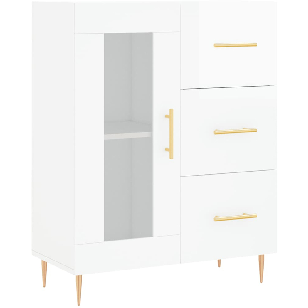 vidaXL Single Glass Door 3 Drawer White Sideboard Image 2