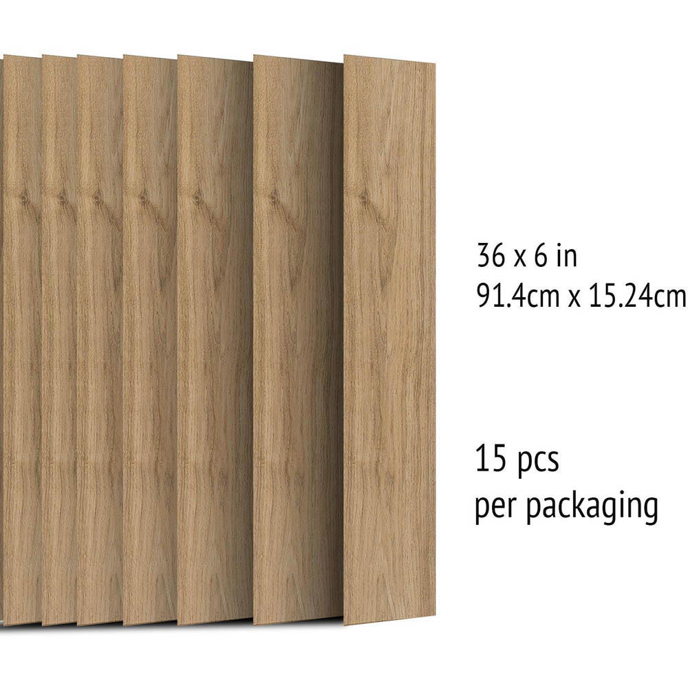 Walplus Umber Brown Wood Look Vinyl Floor Tile 15 Pack Image 6