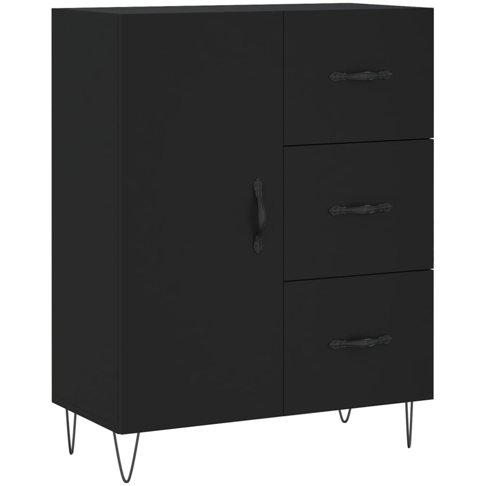 vidaXL Single Door 3 Drawer 3 Shelf Black Highboard Image 7