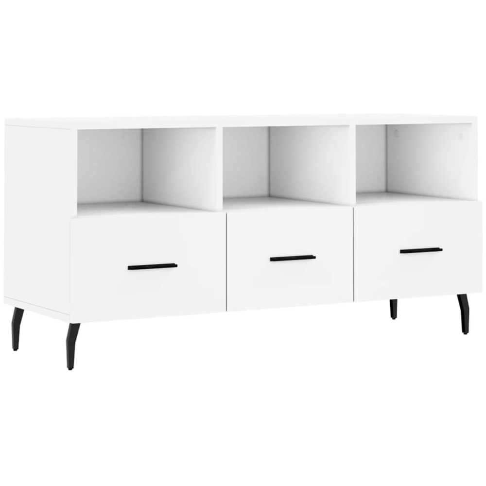 vidaXL 3 Drawer 3 Shelf White TV Cabinet Image 2