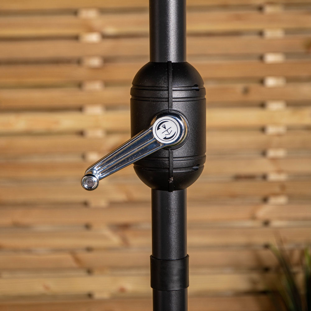 Samuel Alexander 2.7m Black Havana Garden Patio Parasol with Crank Handle and Cover Image 5