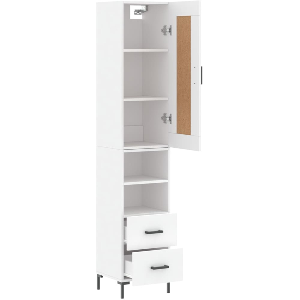 vidaXL Single Door 2 Drawer 2 Shelf White Highboard Image 4