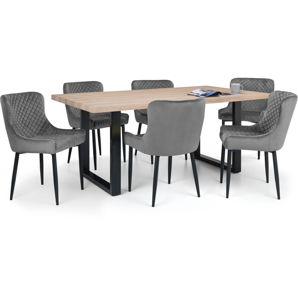 Julian Bowen Luxe Set of 2 Grey Velvet Dining Chair Image 5