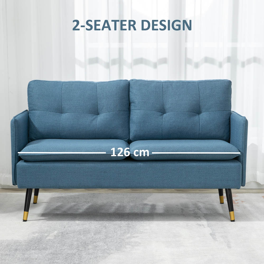 Portland 2 Seater Blue Button Tufted Sofa Image 5