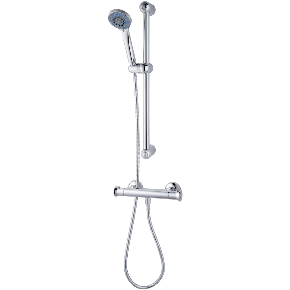 Go Bathrooms AquaSafe Chrome Brass Thermostatic Shower Image 1