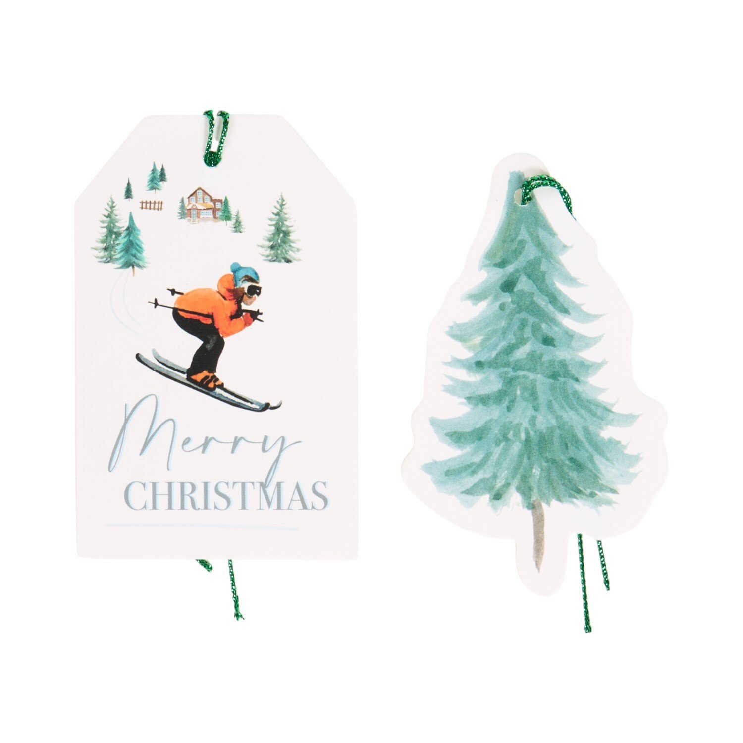 Pack of 12 Skiing Gift Tags White Image 2