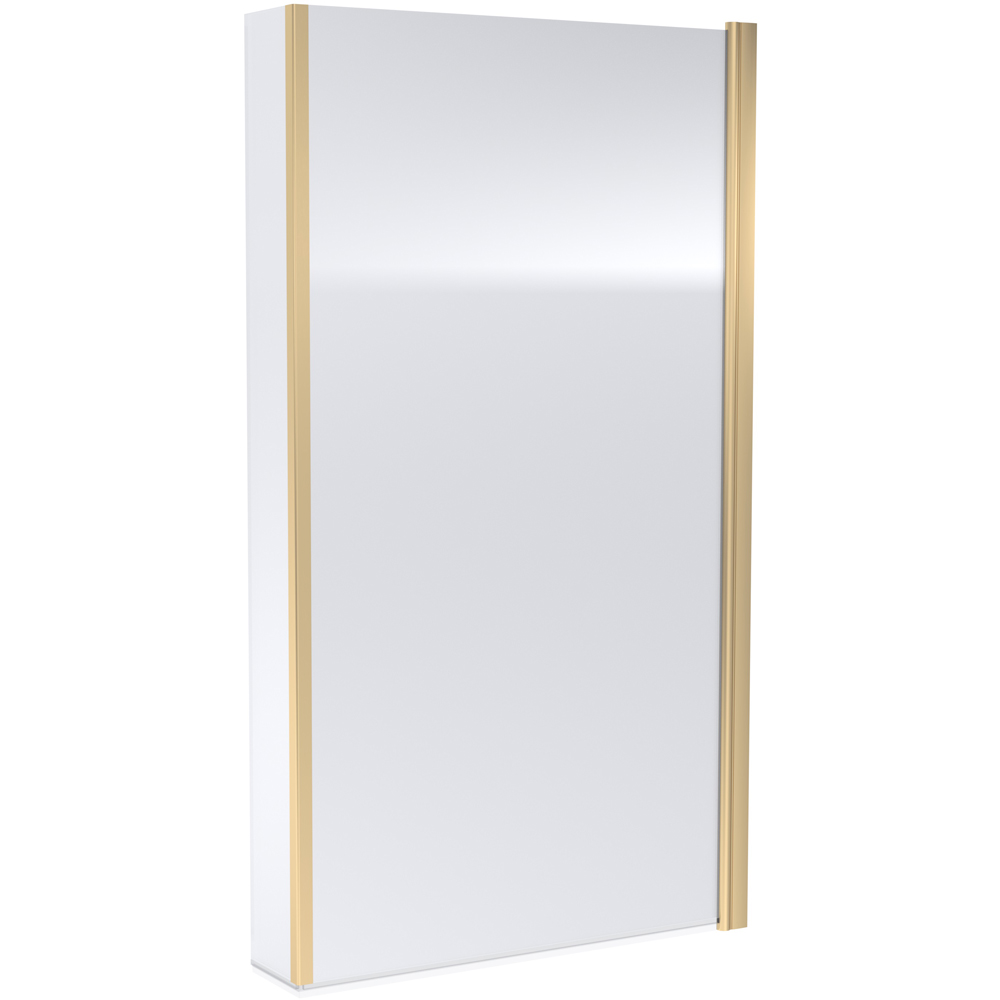 nuie Brushed Brass Square Shower Bath Screen with Fixed Return 6mm Image 1