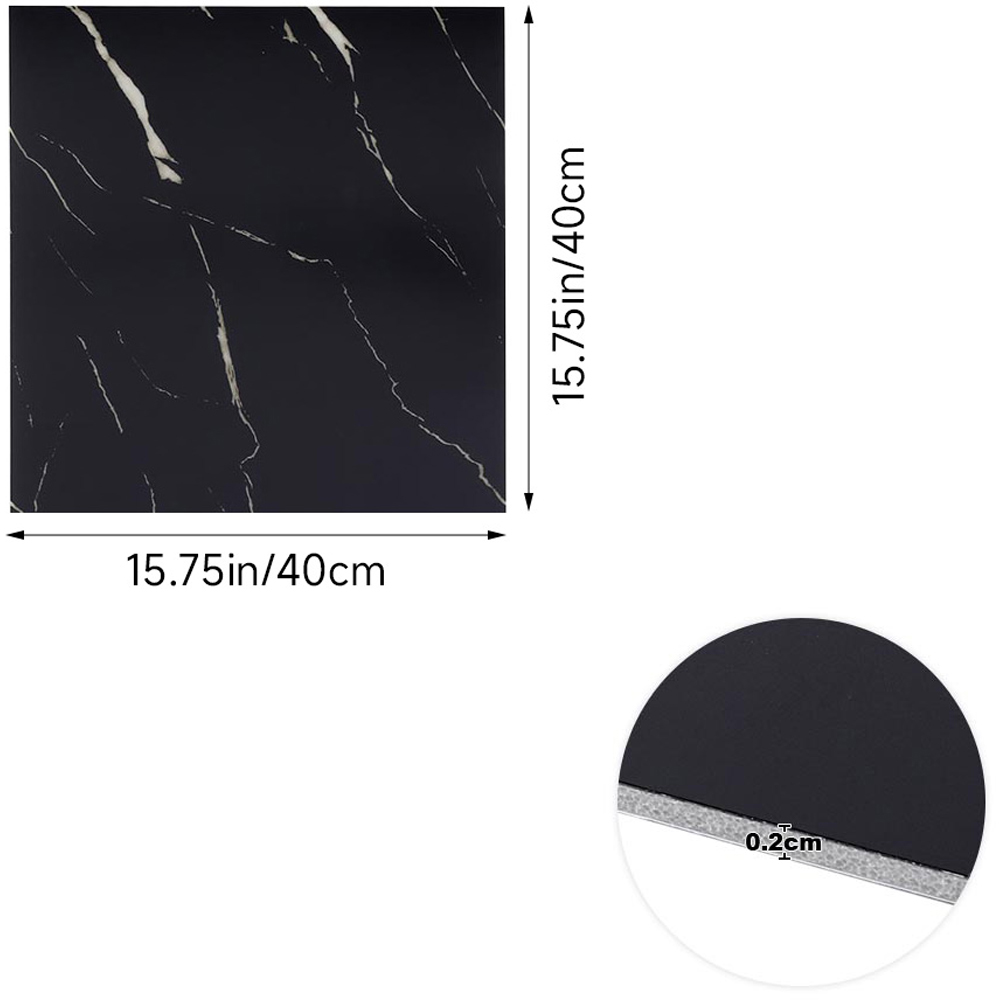 Living and Home Marble Patterned Black Self Adhesive PVC Wall Sticker 10 Pack Image 8