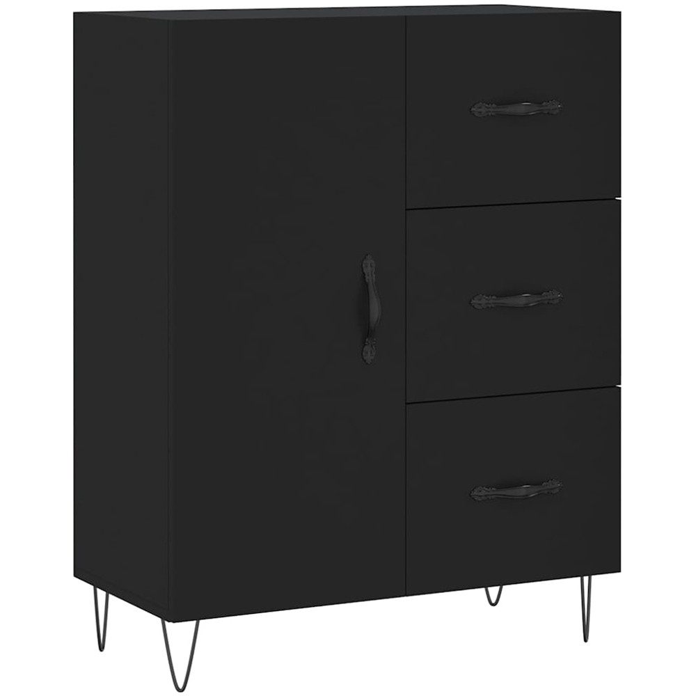 vidaXL Single Door 3 Drawer Black Sideboard Image 2