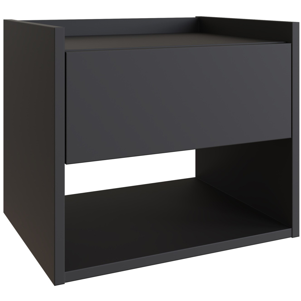 GFW Harmony Single Drawer Anthracite Black Wall Mounted Bedside Table Set of 2 Image 3