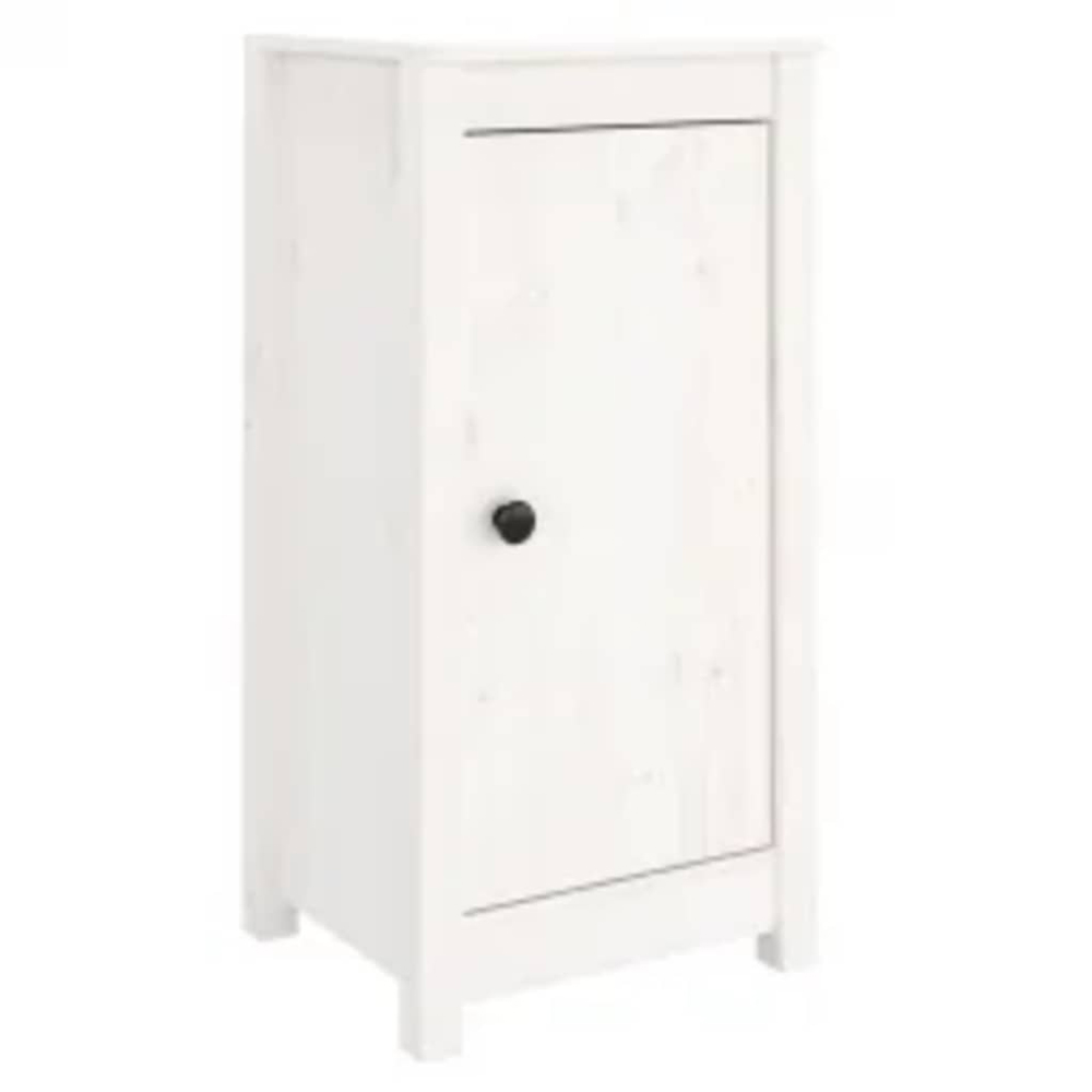 vidaXL Single Door White Pine Wood Sideboard Image 2