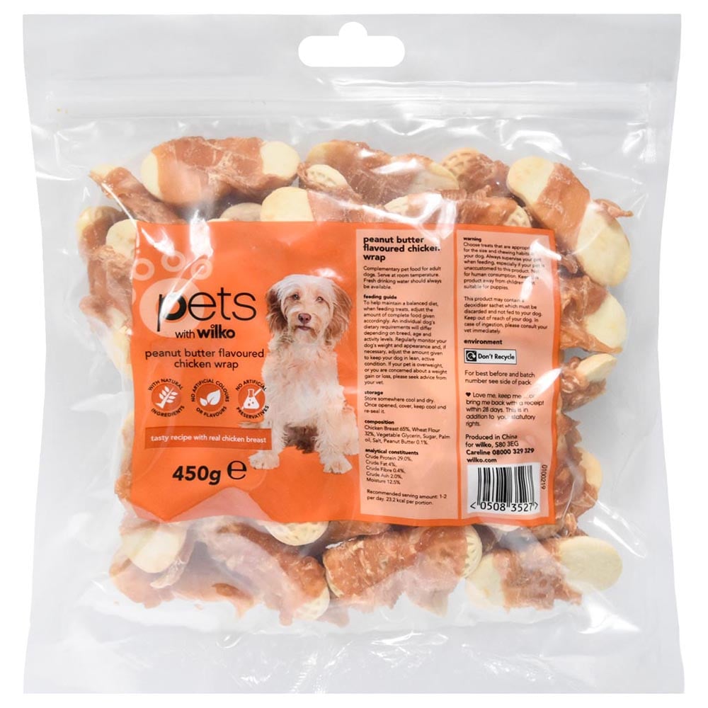 Wilko Peanut Butter Wrap with Chicken Dog Treat 450g Image 1