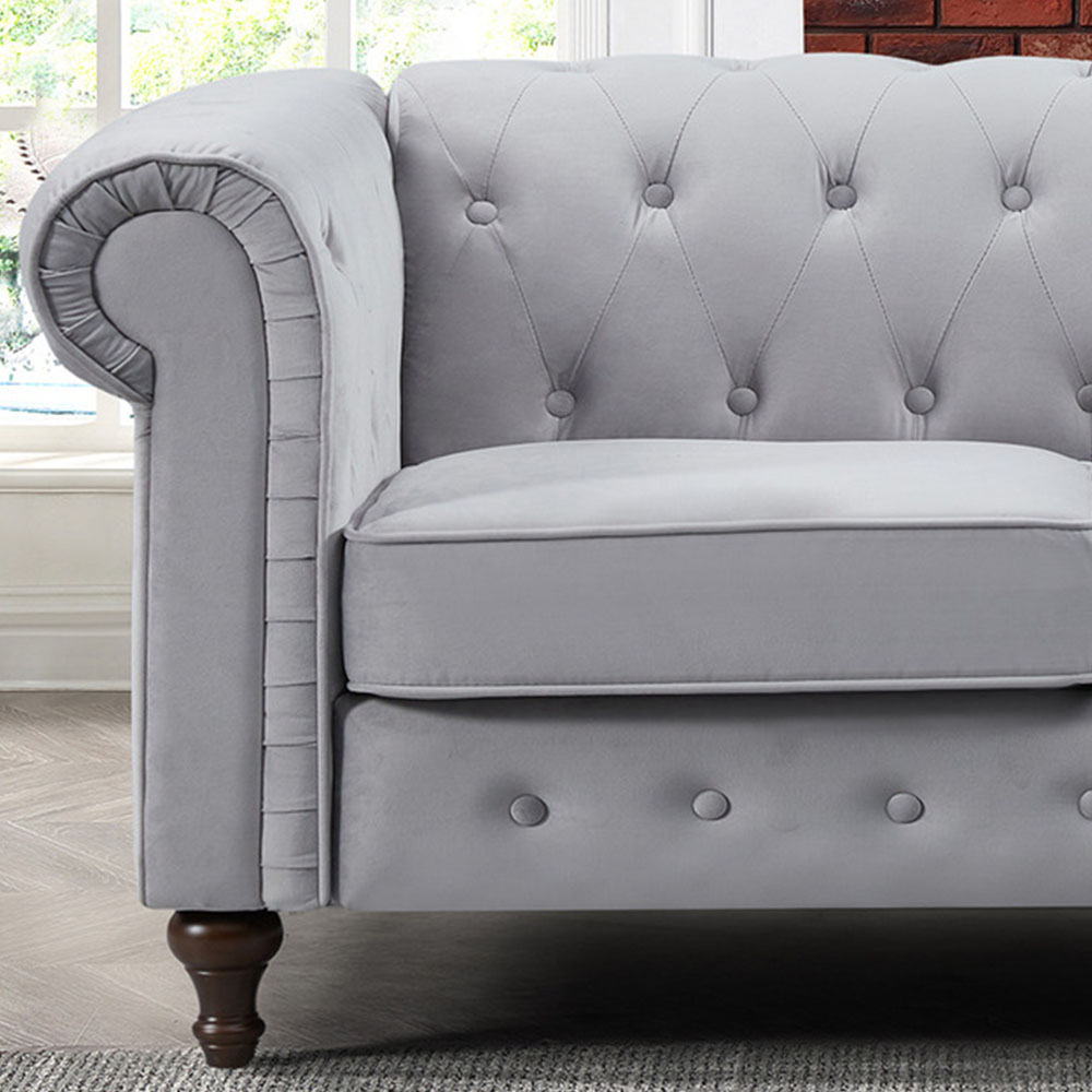 Pelham 2 Seater Grey Velvet Sofa Image 2