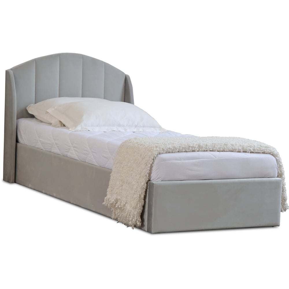 Grace Single Grey Velvet Touch Ottoman Bed Image 2