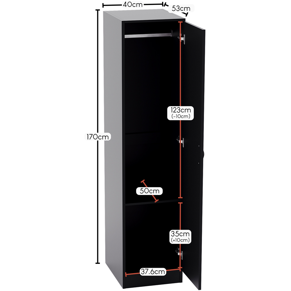 Vida Designs Riano Single Door Black Wardrobe Image 8