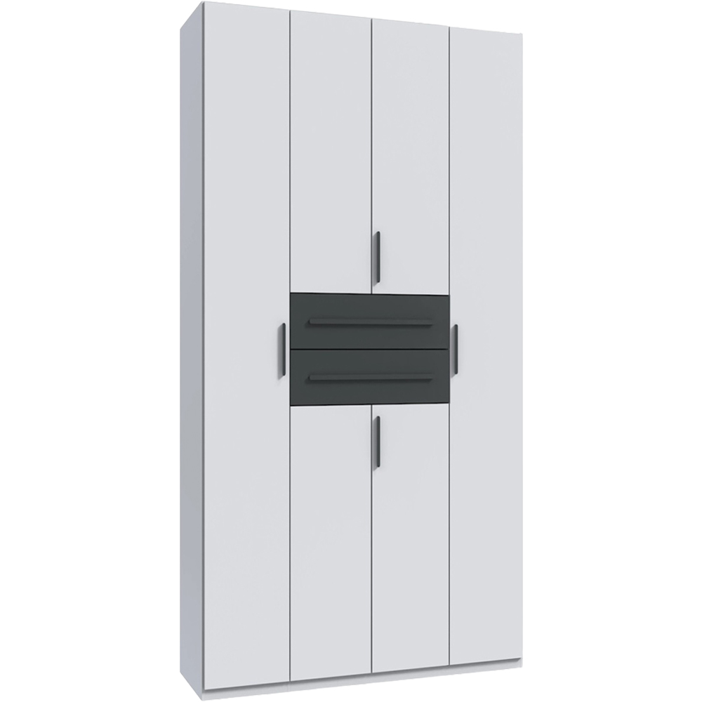 TJ'S Digit 4 Door 2 Drawer White and Graphite Wardrobe Image 2