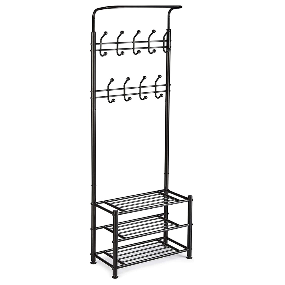 House of Home Black Stand with 18 Hooks 6 x 2ft Image 1