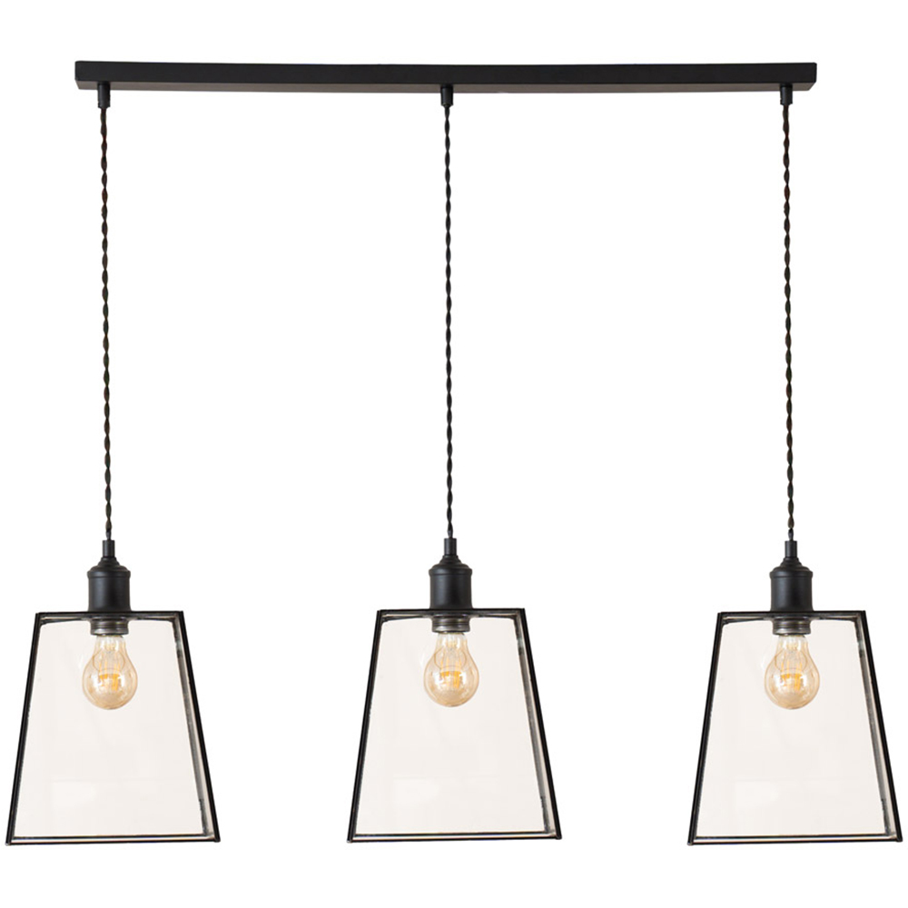 ValueLights Susie Glass Lantern 3 Drop Matte Black Diner LED Ceiling Pendant Light Image 1
