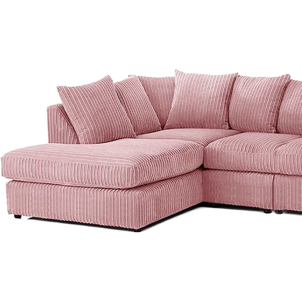Luxor 4 Seater Pink Jumbo Cord Left Hand Facing Scatter Back L Shaped Corner Sofa Set Image 4