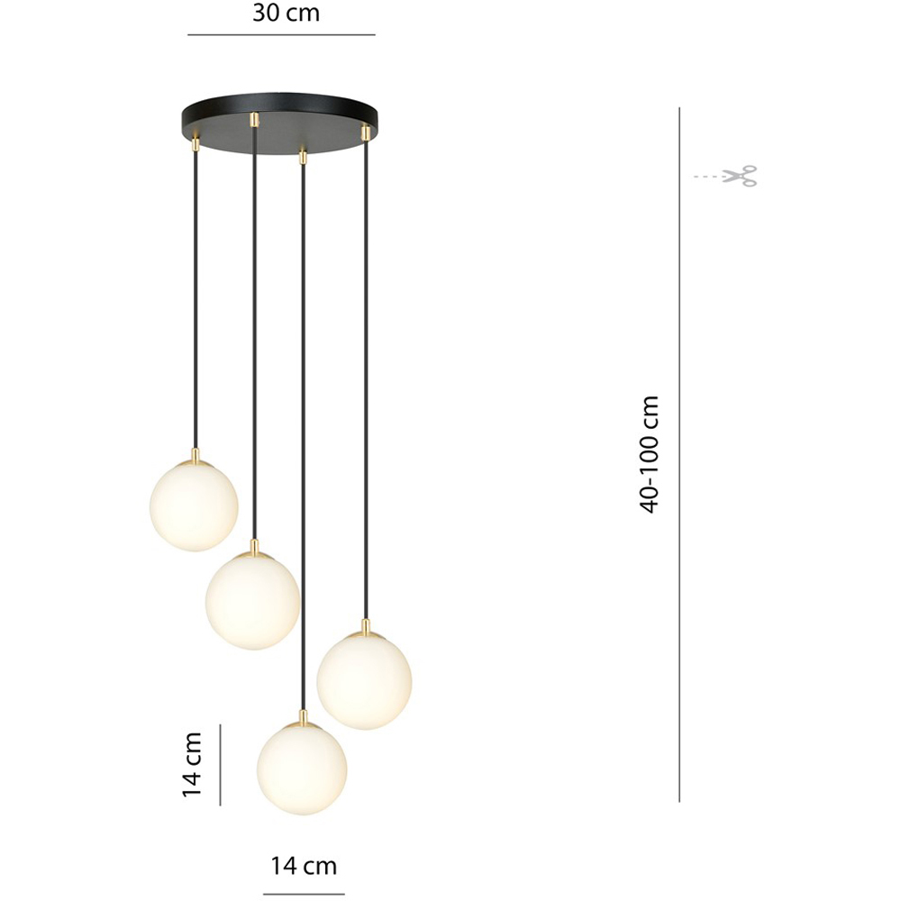 Emibig Royal 4 Light White Shade Black and Gold E14 Ceiling Pendant Light Image 9