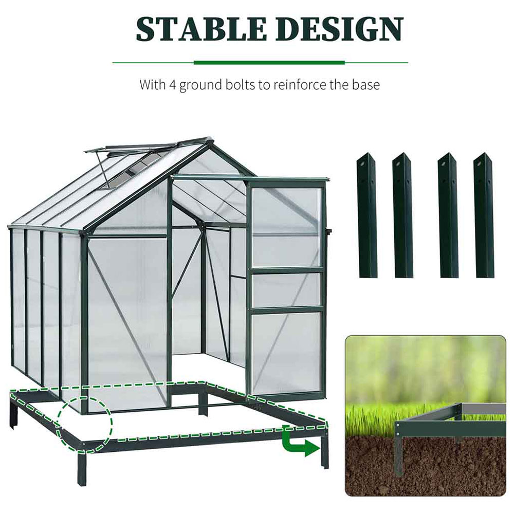 Outsunny Green Polycarbonate 6.2 x 8.2ft Greenhouse Image 5