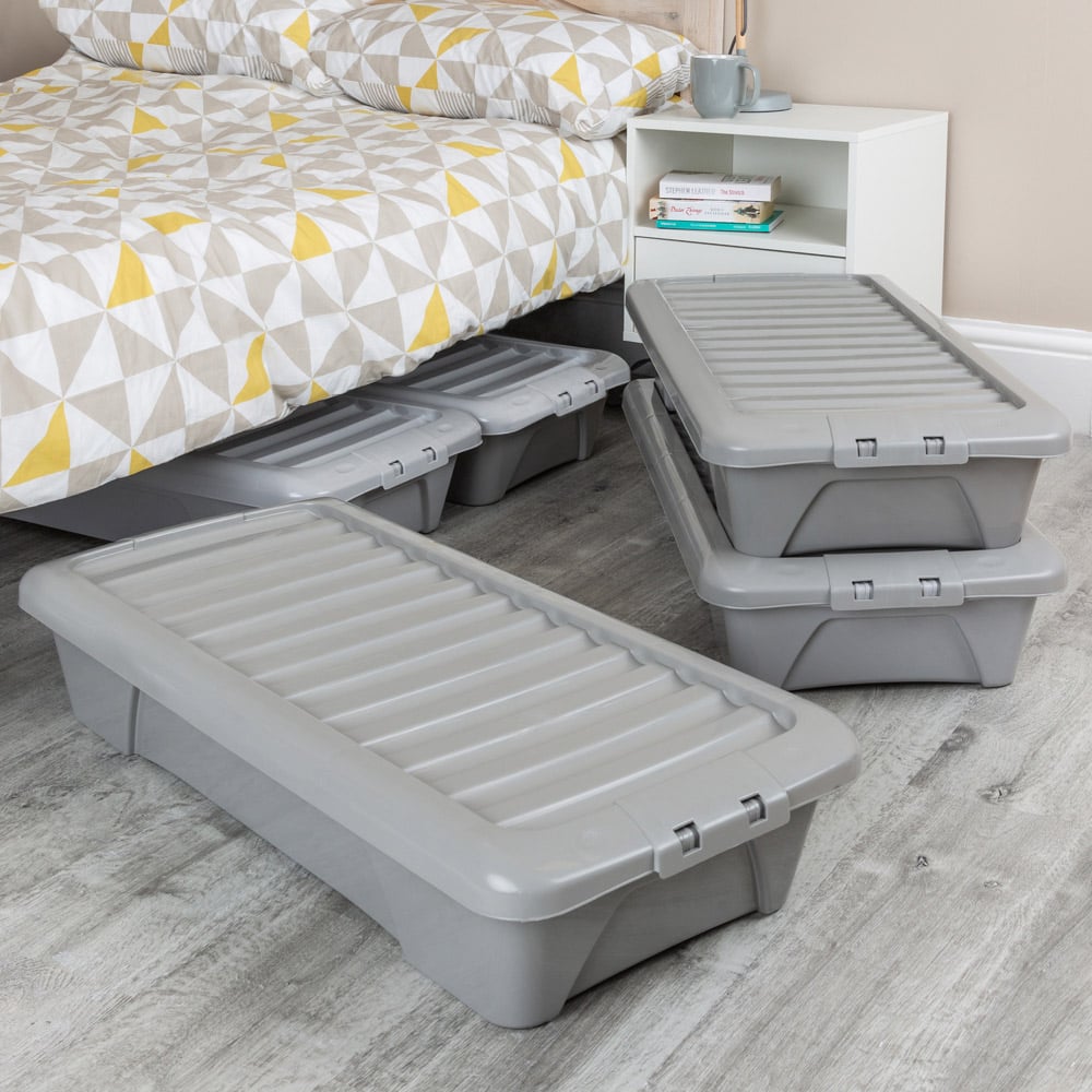 Wham 35L Soft Grey Home Upcycle Storage Box with Lid 5 Pack Image 2