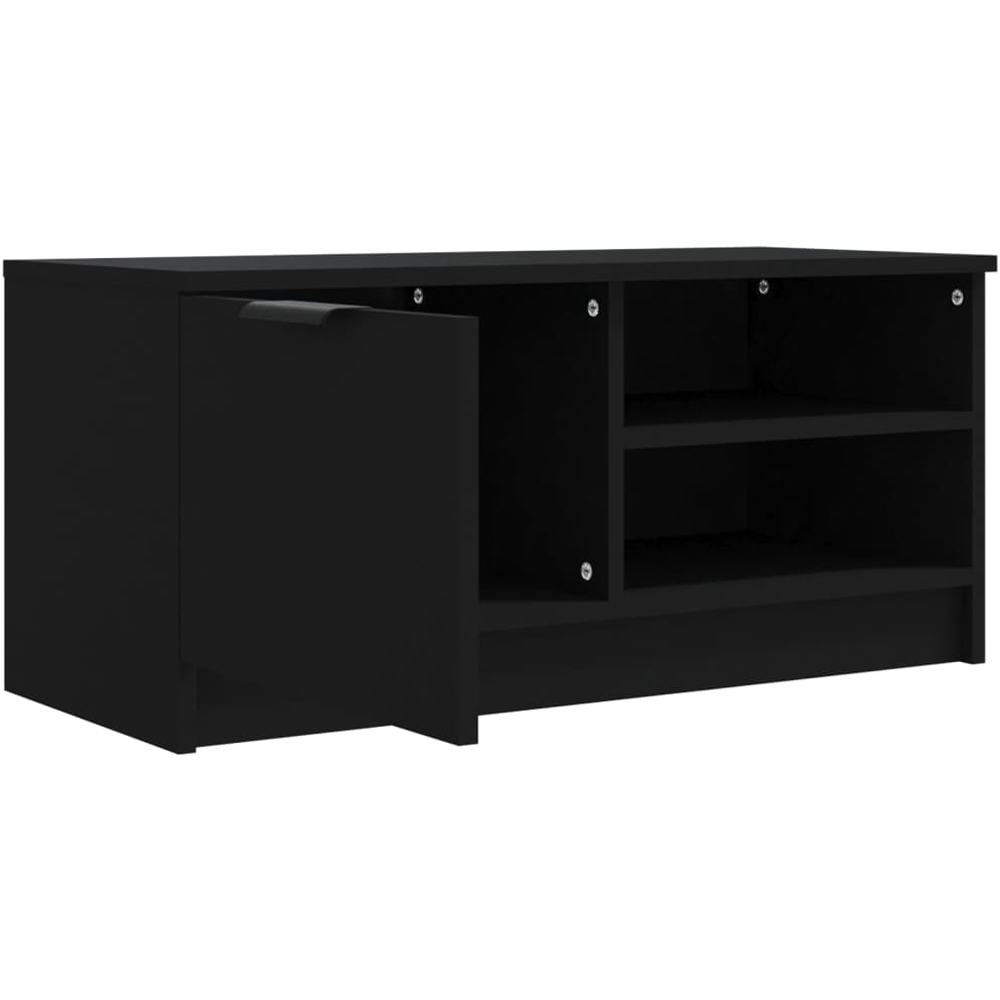 vidaXL Single Door 2 Shelf Black Wooden Compact TV Cabinet Image 4