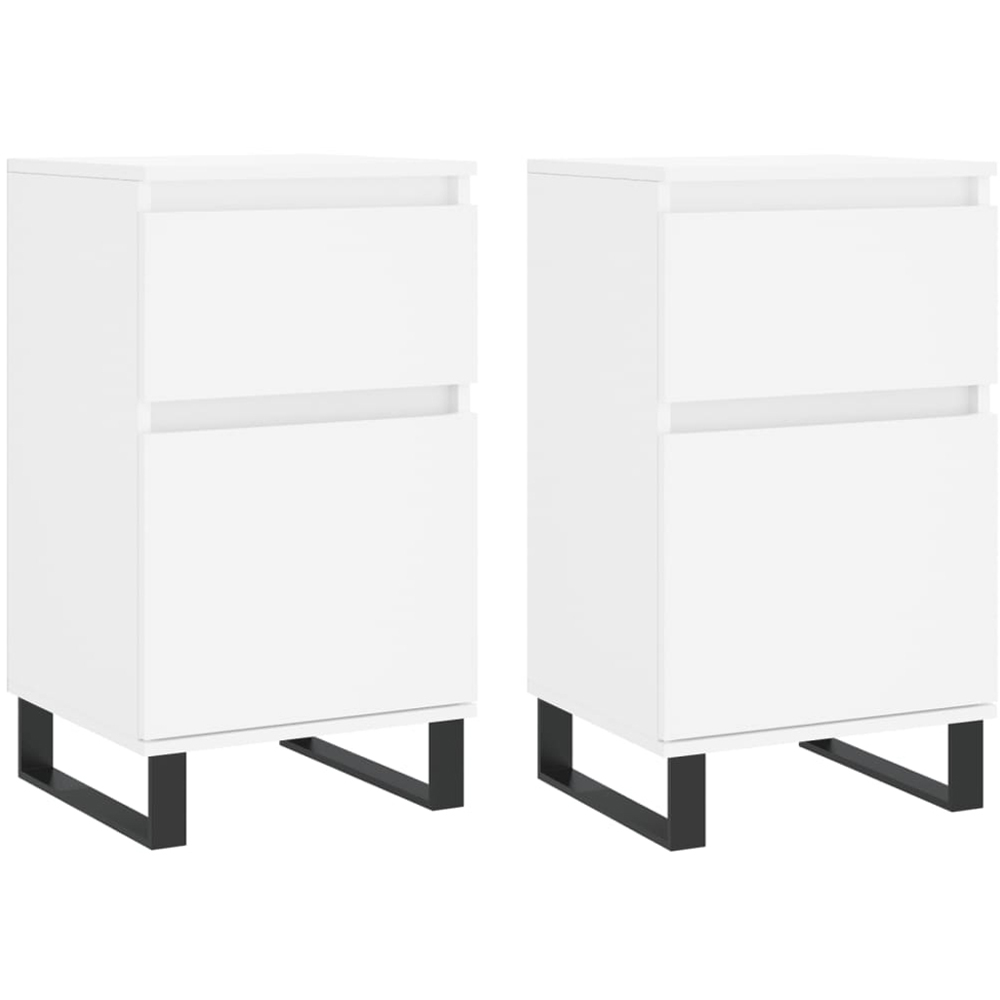 vidaXL Single Door Single Drawer White Sideboard Set of 2 Image 2