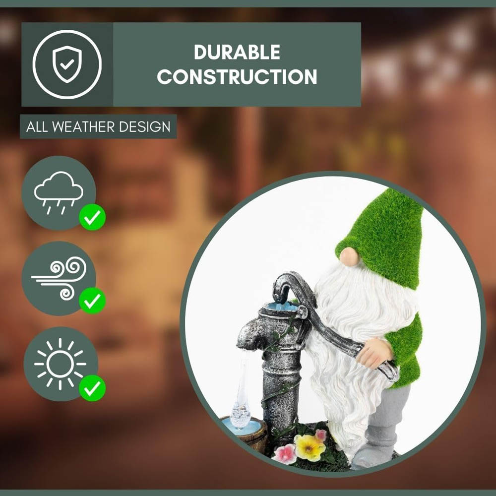 Marco Paul Light Up Solar Gnome with Water Pump Garden Ornament Image 3