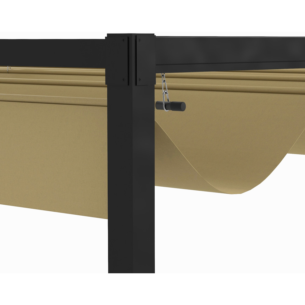Outsunny 3 x 2m Khaki Steel Frame Retractable Roof Pergola Image 3