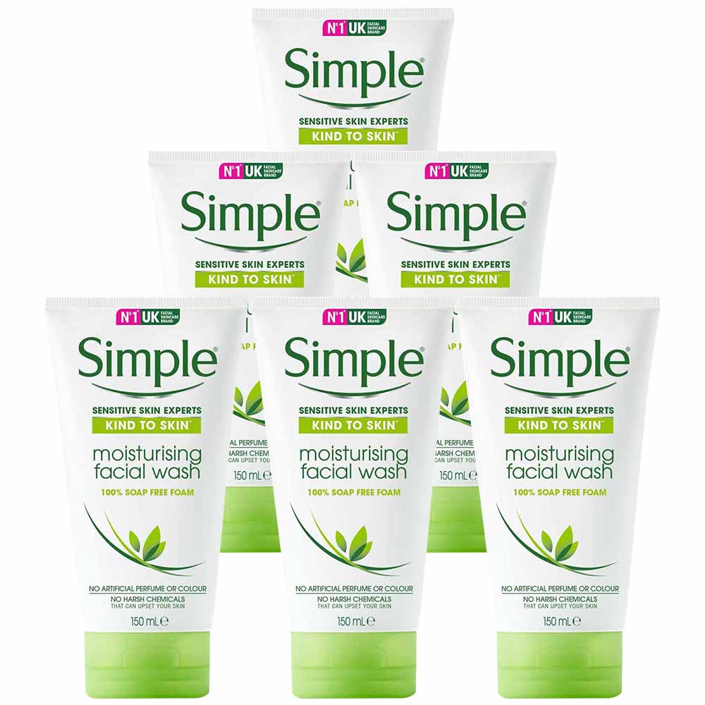 Simple Kind To Skin Moisturising Facial Wash Case of 6 x 150ml Image 1