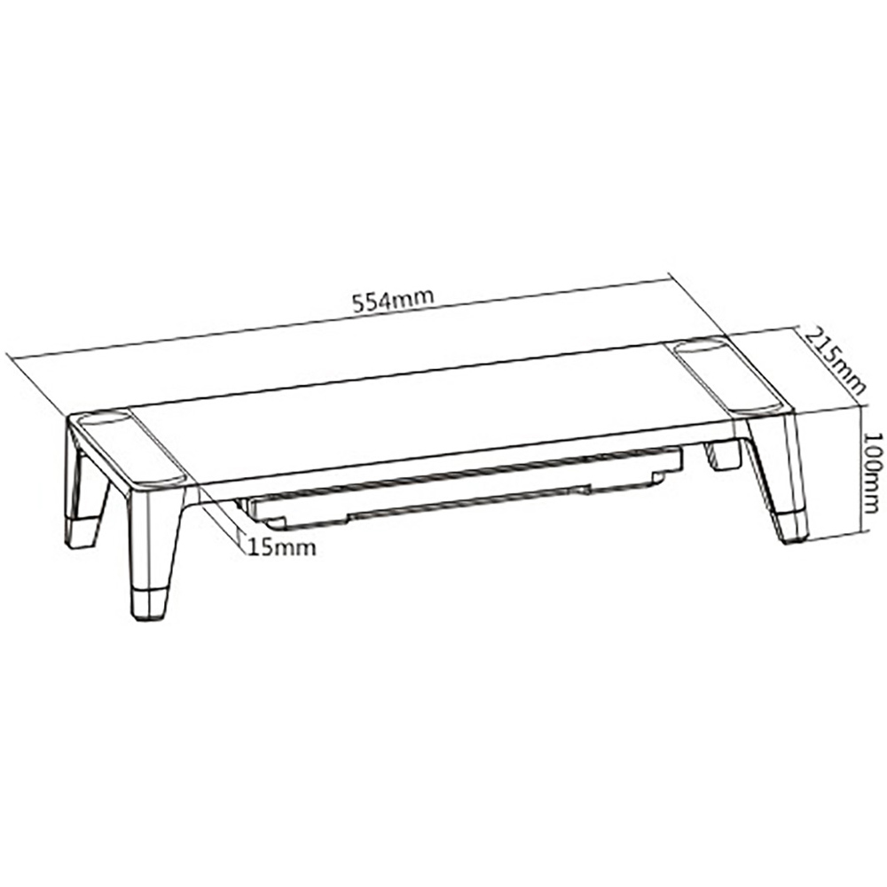 ProperAV Single Drawer Wood Effect Adjustable Monitor Riser Stand Image 9