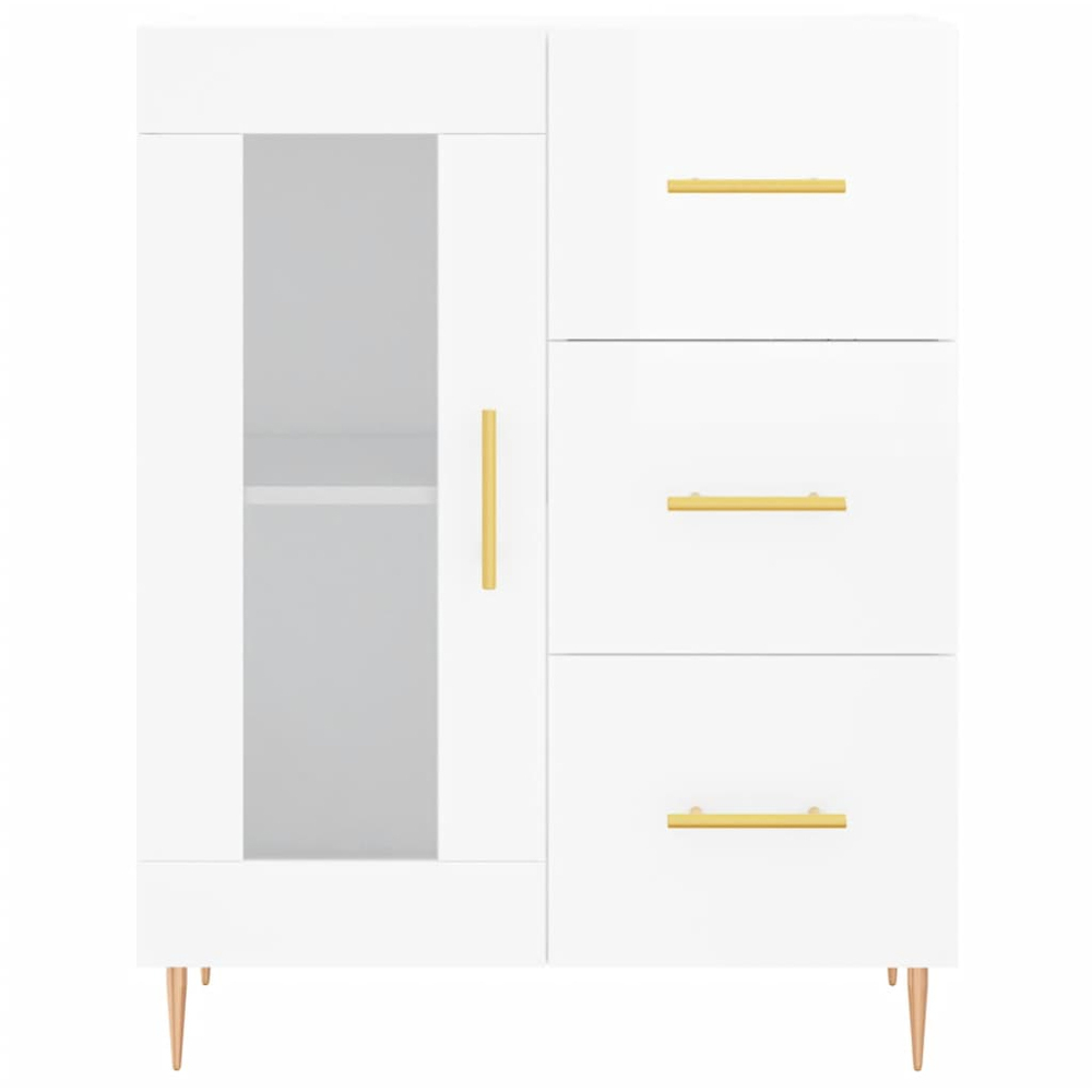 vidaXL Single Glass Door 3 Drawer White Sideboard Image 5