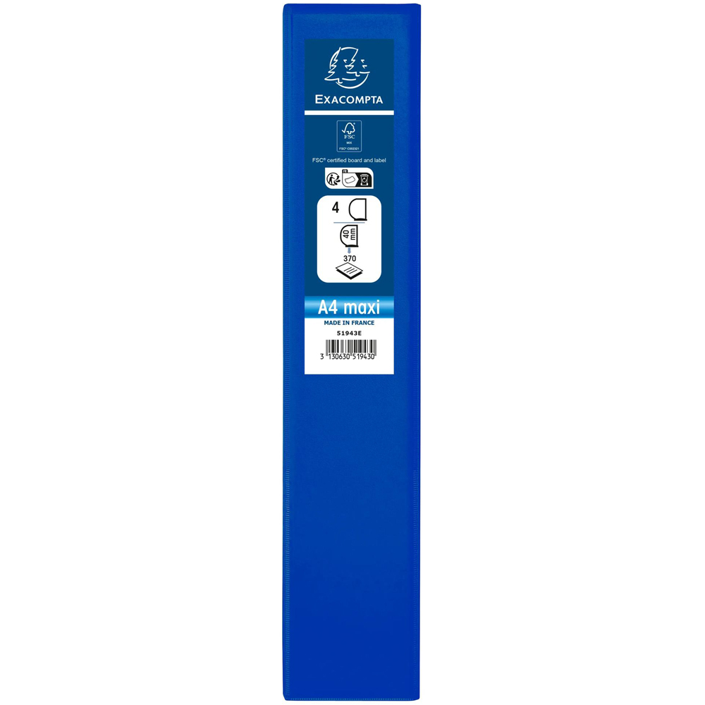 Exacompta Kreacover Blue PP 4D Ring Binder with 3 Pocket 40mm 10 Pack Image 5